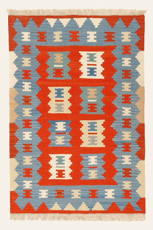 Kelim Teppich Rot Blau, 106 × 153 cm