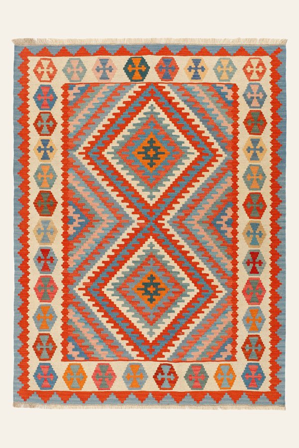 Kelim Teppich Rot, 155 × 203 cm