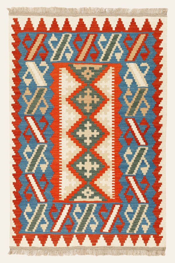 Kelim Teppich Rot Blau, 101 × 152 cm