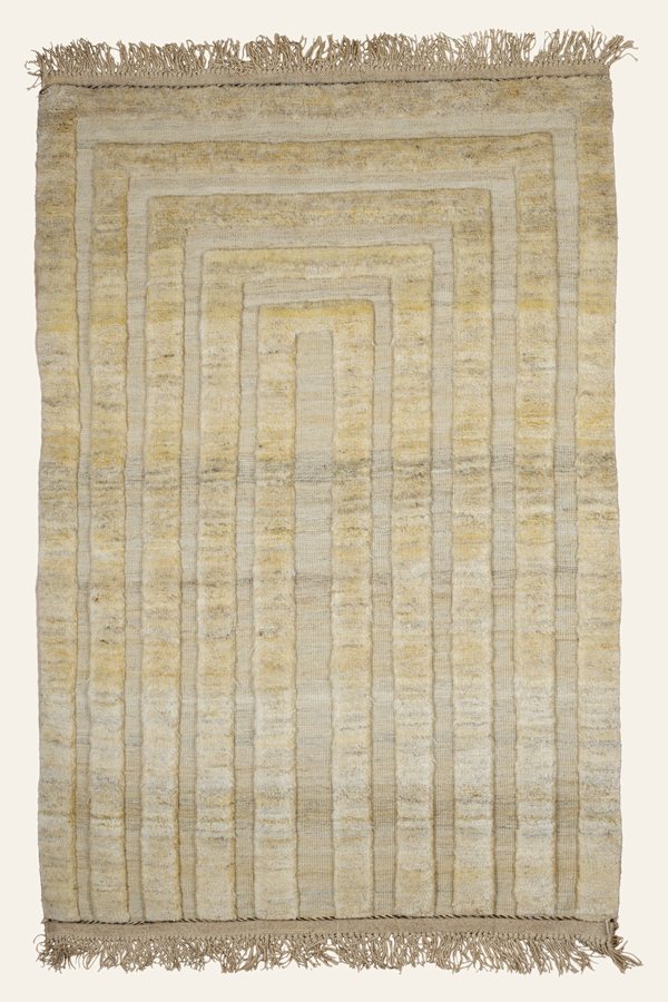 Gabbeh Kelim Teppich Creme aus ungefärbter Schurwolle, 100 × 150 cm