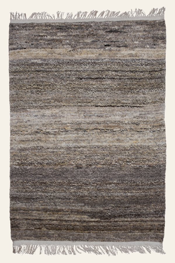 Gabbeh Teppich Grau aus ungefärbter Schurwolle, 100 × 150 cm