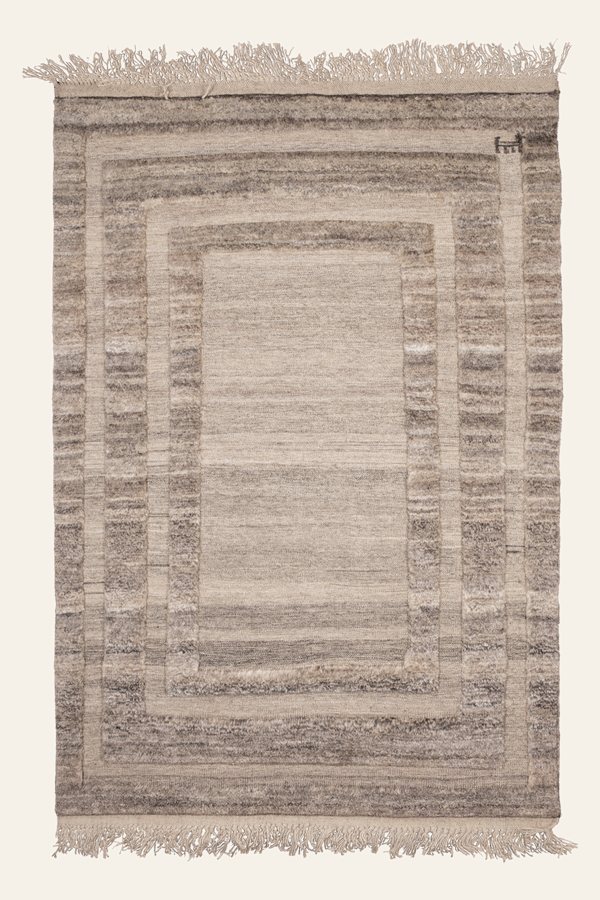 Gabbeh Kelim Teppich Grau Creme, 100 × 150 cm
