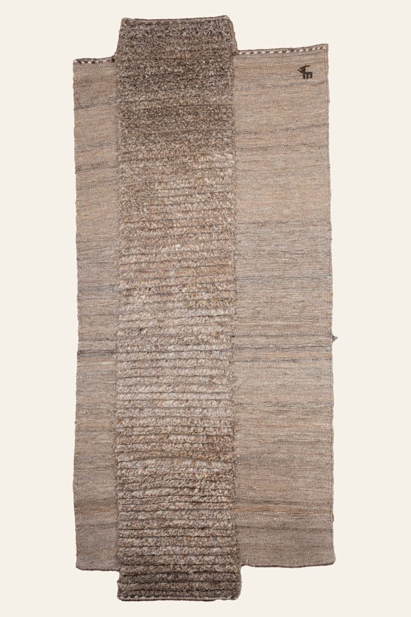 Asymmetric Gabbeh Kilim Runner in Beige