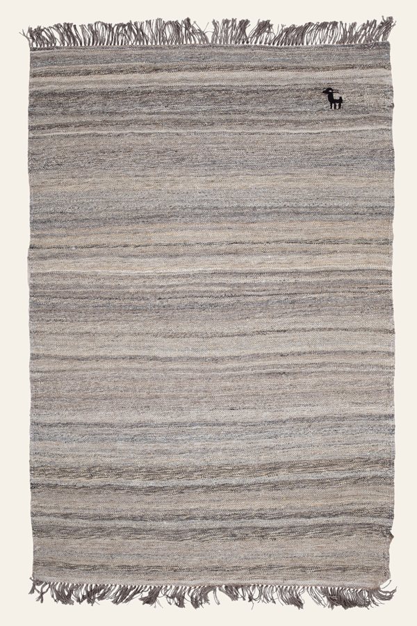 Undyed Kilim Rug in Grey and Beige