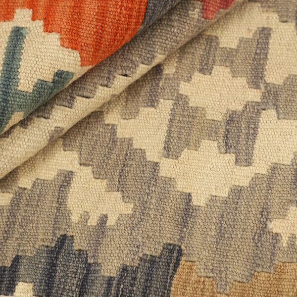 Gefalteter Kelim, Grau, Creme und Beige